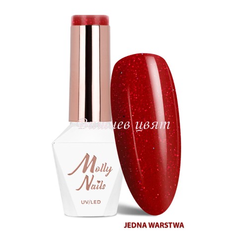 Molly Nails 322 La Vie en Rouge Deep Obsession LED/UV HEMA/Di-HEMA Free - Гел лак 8g.